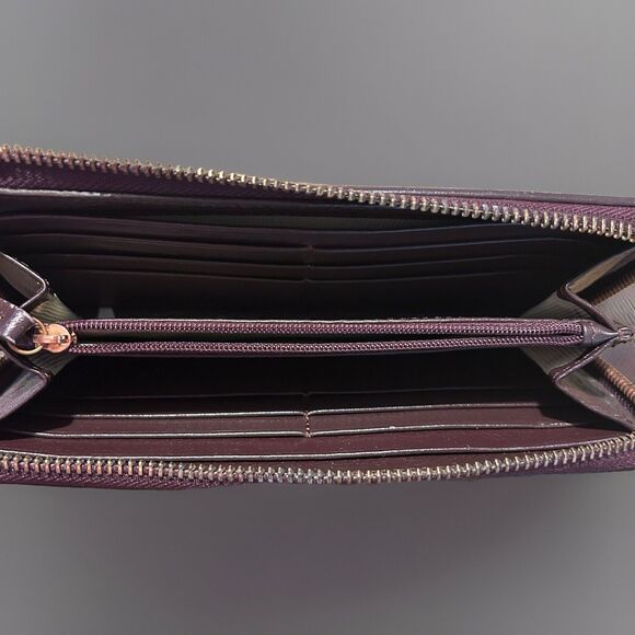 Radley London Leather Whitley Calf Hair Zip Around Wallet Maroon Country Western - Picture 3 of 7